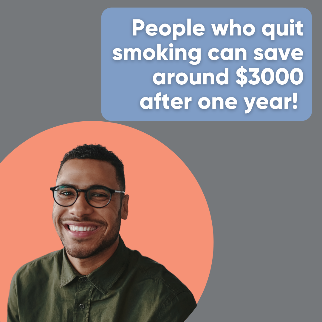 Image of African American Male: People who quit smoking can save around $3000 after one year!